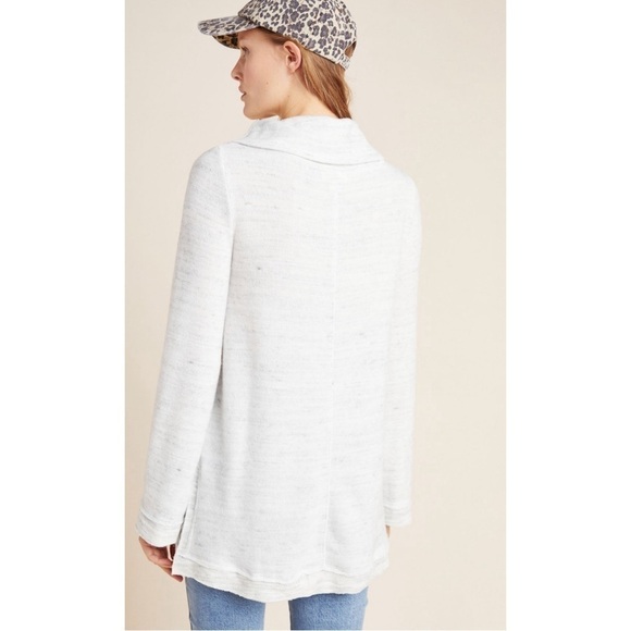 NWT Maeve Anthropologie Risa Split Hem Cowl Neck Sweater Ivory Grey size S - Picture 3 of 10